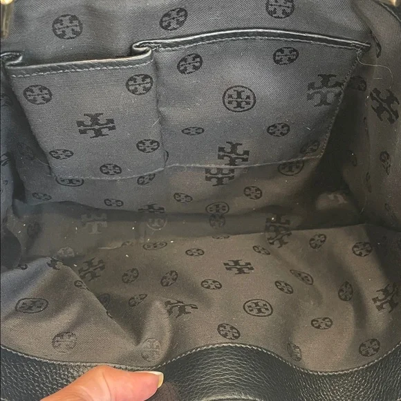 Tory Burch Black, Cream and Navy Woven Tote - Picture 8 of 8